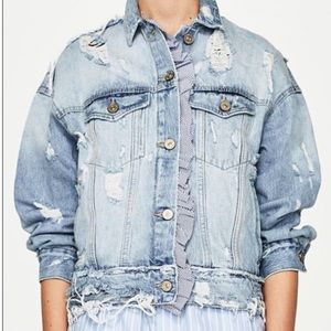 Zara oversized poplin denim jacket